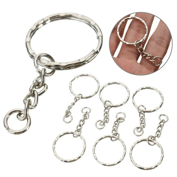 DIY 10pcs 25mm Polished Keyring Keychain Split Ring Short Chain Key Rings Kit